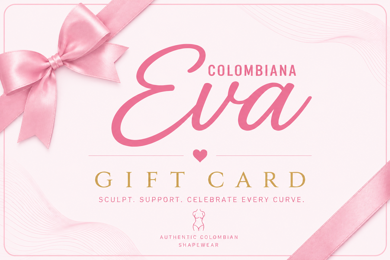 Colombiana Eva gift card with pink ribbon